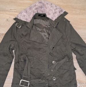 Women's Jacket with Faux Fur Collar